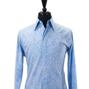 Robert Graham Blue Floral Paisley Embroidered Shirt